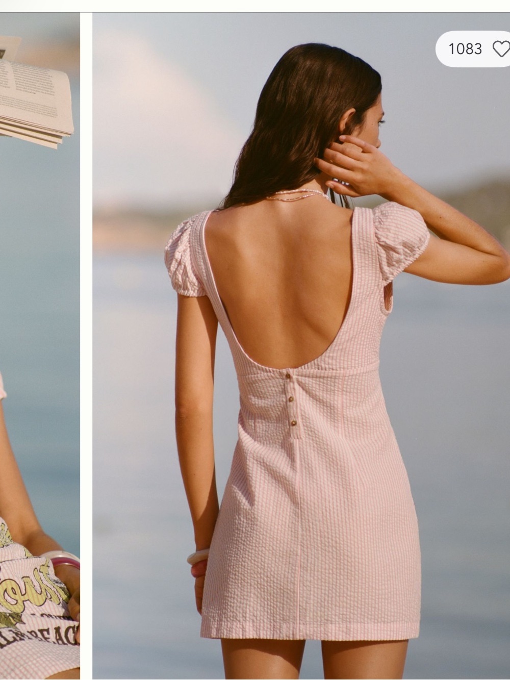 Elandine from Anthropologie Pink Stripe Mini Dress with Scoop Back